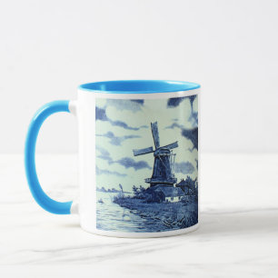 Vintage antike Delft Blue Tile - Windmühle Tasse