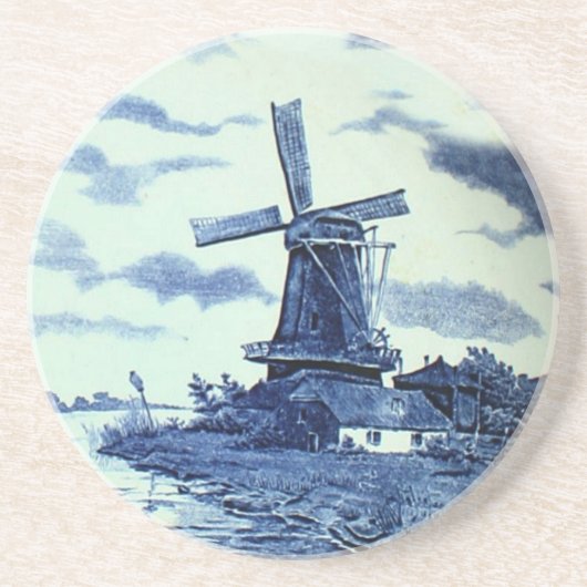Vintage antike Delft Blue Tile - Windmühle Untersetzer (Vorne)