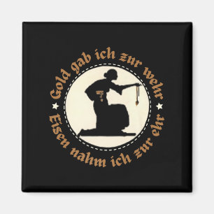Vintage antike deutsche Gold Emblem Silhouette Quo Magnet