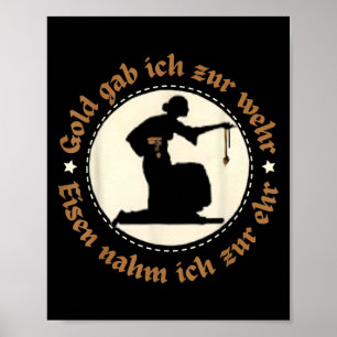 Vintage antike deutsche Gold Emblem Silhouette Quo Poster