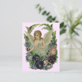Vintage antike Engel Floral Soft Pink Postkarte (Stehend Vorderseite)