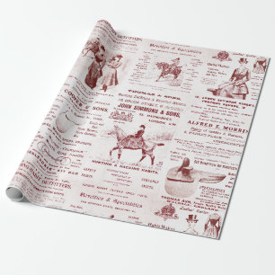 Vintage antike Ephemera Lady Reitanzeigen Geschenkpapier