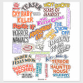 Vintage antike Filmtitel Wörter Phrasen Zitate Aufkleber (Blatt)