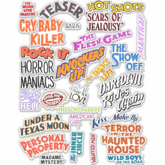 Vintage antike Filmtitel Wörter Phrasen Zitate Aufkleber (Vorderseite)