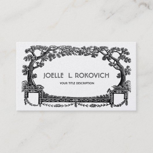 Vintage antike französische Bäume Feld schwarzes Visitenkarte (Vorderseite)