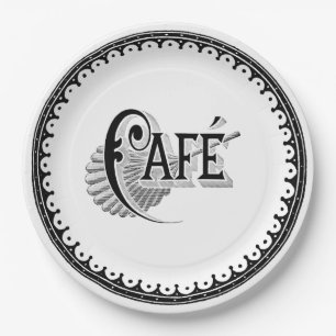 Vintage antike französische Café-Typografie Pappteller