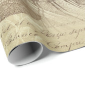 Vintage antike französische Mode Ephemeraskript Geschenkpapier (Rolleneckpunkt)