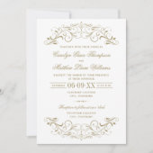 Vintage antike Goldhochzeit Blühend Einladung (Vorderseite)