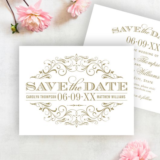 Vintage antike Goldhochzeit Blühend Save The Date