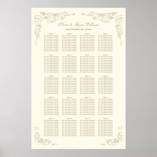 Vintage antike Goldweine Hochzeit Poster (Vorne)