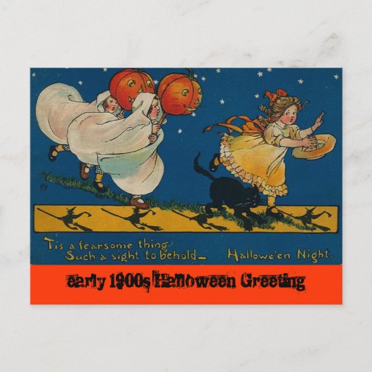 Vintage antike Halloween-Postkarte Postkarte (Vorderseite)
