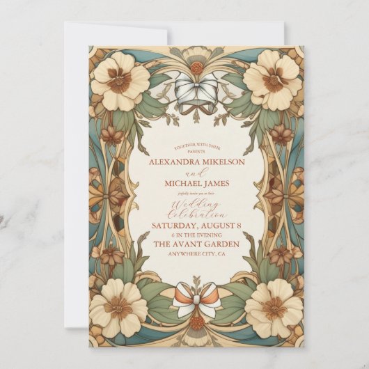 Vintage antike Hochzeit im Jugendstil Einladung (Vorderseite)