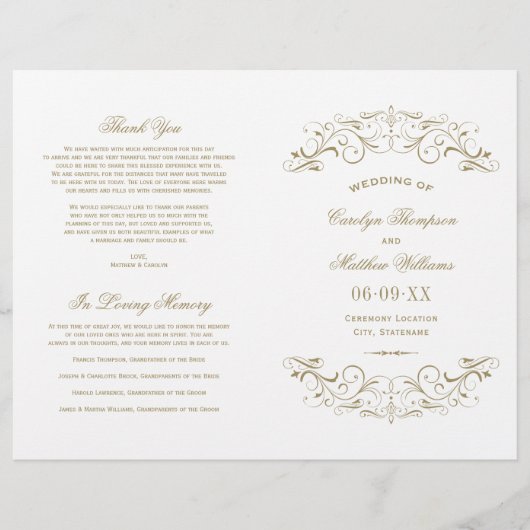 Vintage antike Hochzeitsfeierprogramme Geblüht (Vorderseite)