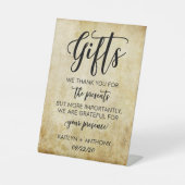 Vintage antike Hochzeitsgeschenke Sockelschild (Vorderseite)