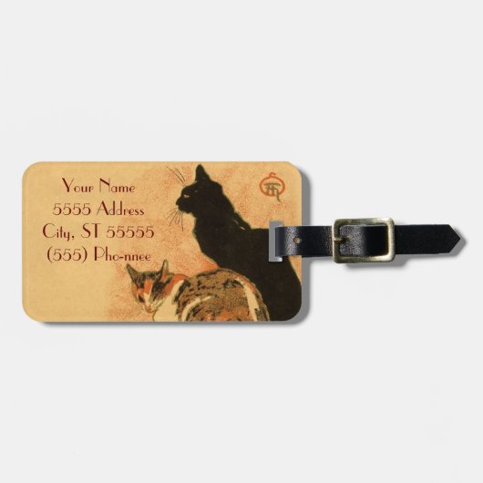 Vintage antike Katzen Theophile Steinlen Tiere Gepäckanhänger (Vorderseite horizontal)