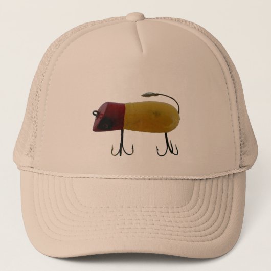 Vintage antike Köder-Köder-Fischen-Kappe Truckerkappe (Vorderseite)