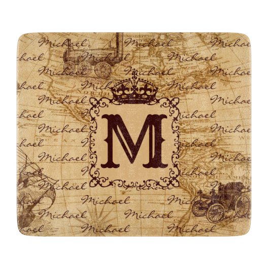 Vintage antike Königswelt Landkarte rustikal Schneidebrett (Vorderseite)