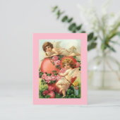 Vintage antike Kuchen Valentinstag Rose Postkarte (Stehend Vorderseite)