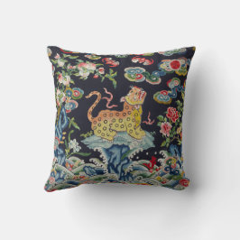 Vintage antike Leoparden-Blume Stickereitextilien Kissen