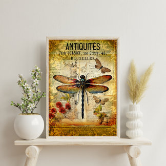 Vintage antike Libelle Seidenpapier