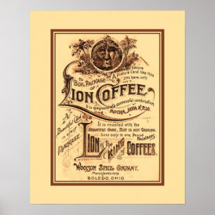 Vintage antike Lion-Kaffeewerbung Poster