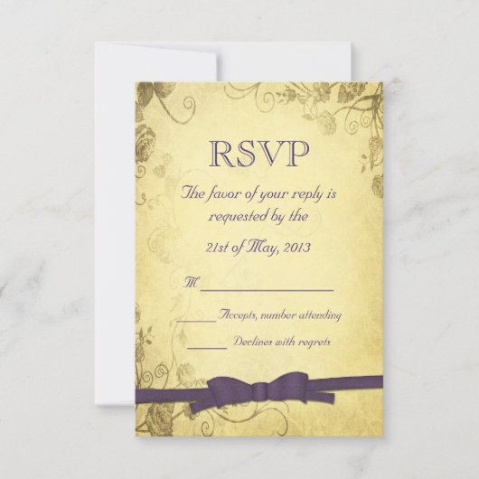 Vintage Antike mit Bow Wedding RSVP Karte (Vorderseite)