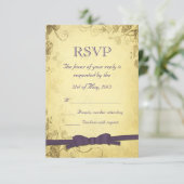 Vintage Antike mit Bow Wedding RSVP Karte (Stehend Vorderseite)
