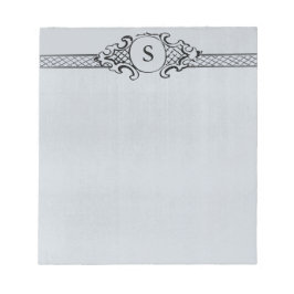 Vintage antike Monogramm Grau Blue Wedding Notizblock