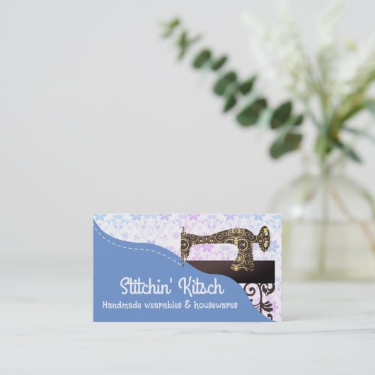 Vintage antike Nähmaschine Nahtstiche Visitenkarte (Stehend Vorderseite)