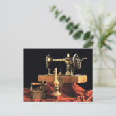 Vintage antike Nähmaschine Postkarte (Stehend Vorderseite)