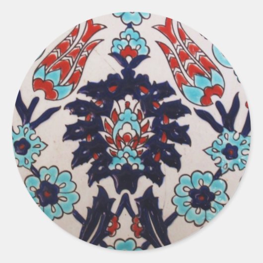 VINTAGE antike osmanische Kachel TULIP Runder Aufkleber (Vorderseite)