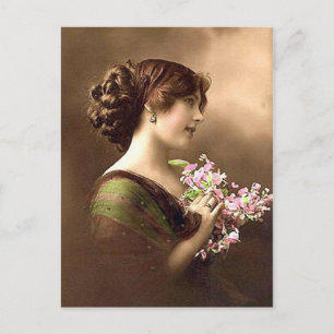 Vintage Antike Porträts & Illustrationen von Fraue Postkarte