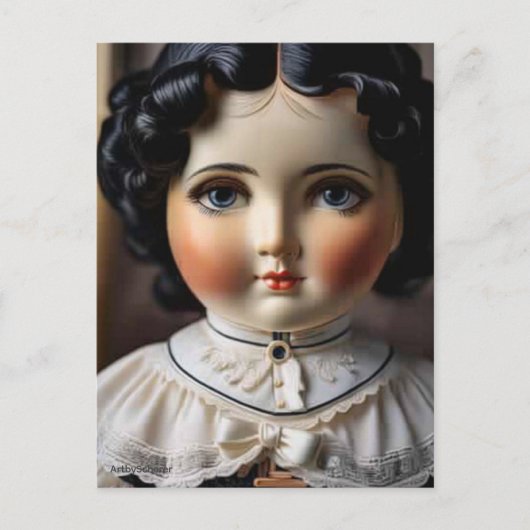 Vintage antike Puppenkarte - Nostalgischer Charme Postkarte (Vorderseite)