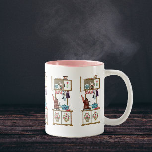 Vintage antike Retro Küche Stove Kaffeebuch Zweifarbige Tasse