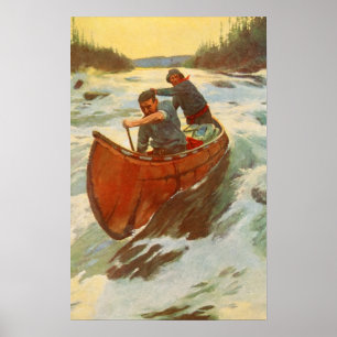 Vintage antike River Rapids Canada Oliver Kemp Poster