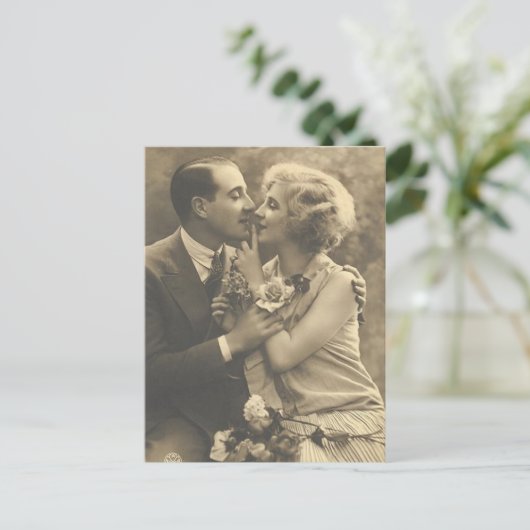 Vintage antike romantische Paarkarten, Geschenke Postkarte (Stehend Vorderseite)