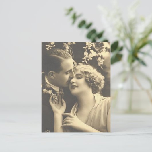 Vintage antike romantische Paarkarten, Geschenke Postkarte (Stehend Vorderseite)
