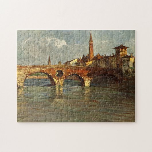 Vintage antike römische Brücke Italiens Verona Puzzle (Horizontal)