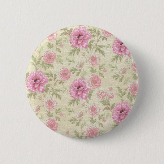 Vintage antike rosa Rose Floral botanisch Button (Vorderseite)