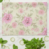 Vintage antike rosa Rose Floral botanisch Geschirrtuch (Gefaltet)