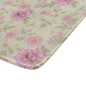 Vintage antike rosa Rose Floral botanisch Schneidebrett (Ecke)