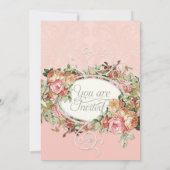 Vintage antike Rose Blumenstrauß Einladung (Rückseite)