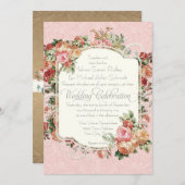 Vintage antike Rose Blumenstrauß Einladung (Vorne/Hinten)