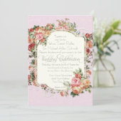 Vintage antike Rose Blumenstrauß Einladung (Stehend Vorderseite)