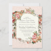 Vintage antike Rose Blumenstrauß Einladung (Vorderseite)