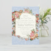 Vintage antike Rose Blumenstrauß Einladung (Stehend Vorderseite)