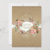 Vintage antike Rose Blumenstrauß Einladung (Rückseite)