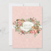 Vintage antike Rose Blumenstrauß Einladung (Rückseite)