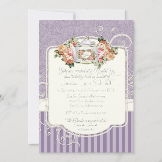 Vintage antike Rose Blumenstrauß Moderne Wirbel Einladung (Vorderseite)