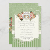 Vintage antike Rose Blumenstrauß Moderne Wirbel Einladung (Vorne/Hinten)